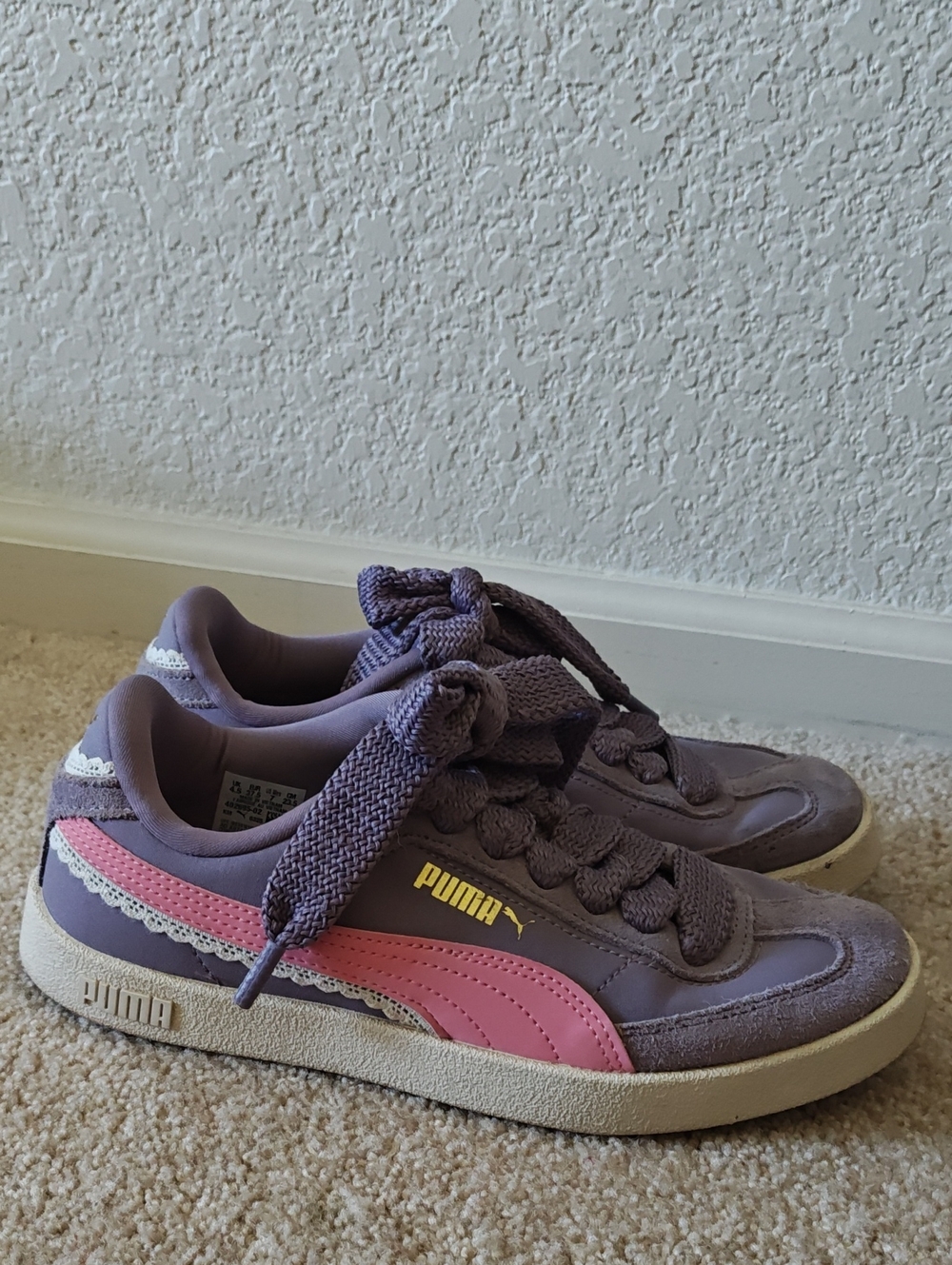 Puma Lavender & Pink Lace Accent Sneakers